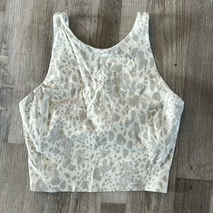 Lululemon size 6 longline bra cream/gray leopard print